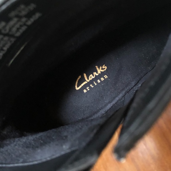 Clarks Artisan Black Nubuck Heeled Booties, Size 9 - Picture 6 of 6